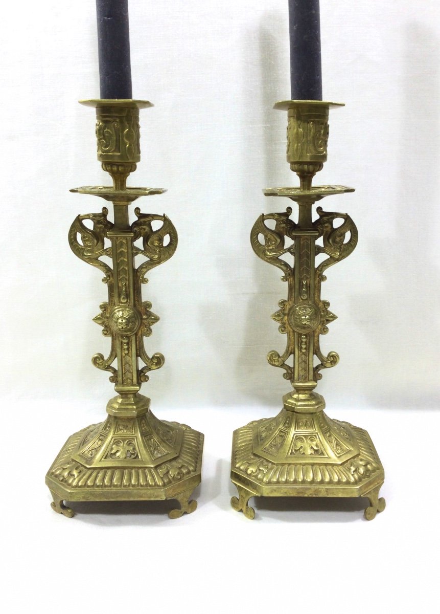 Pair Of Bronze Candlesticks-photo-4