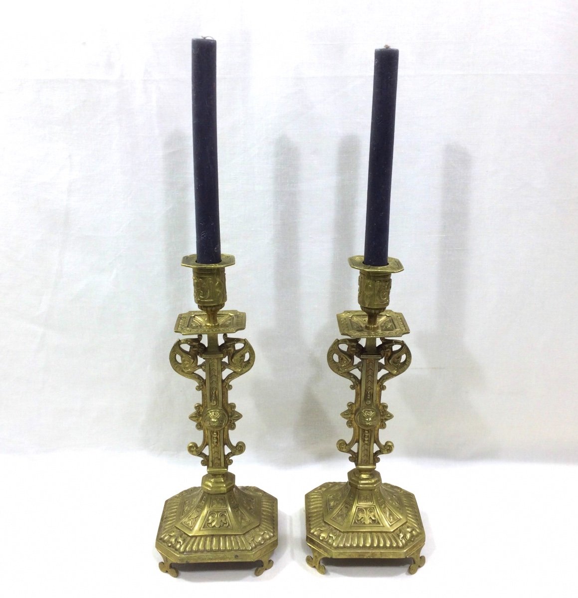 Pair Of Bronze Candlesticks
