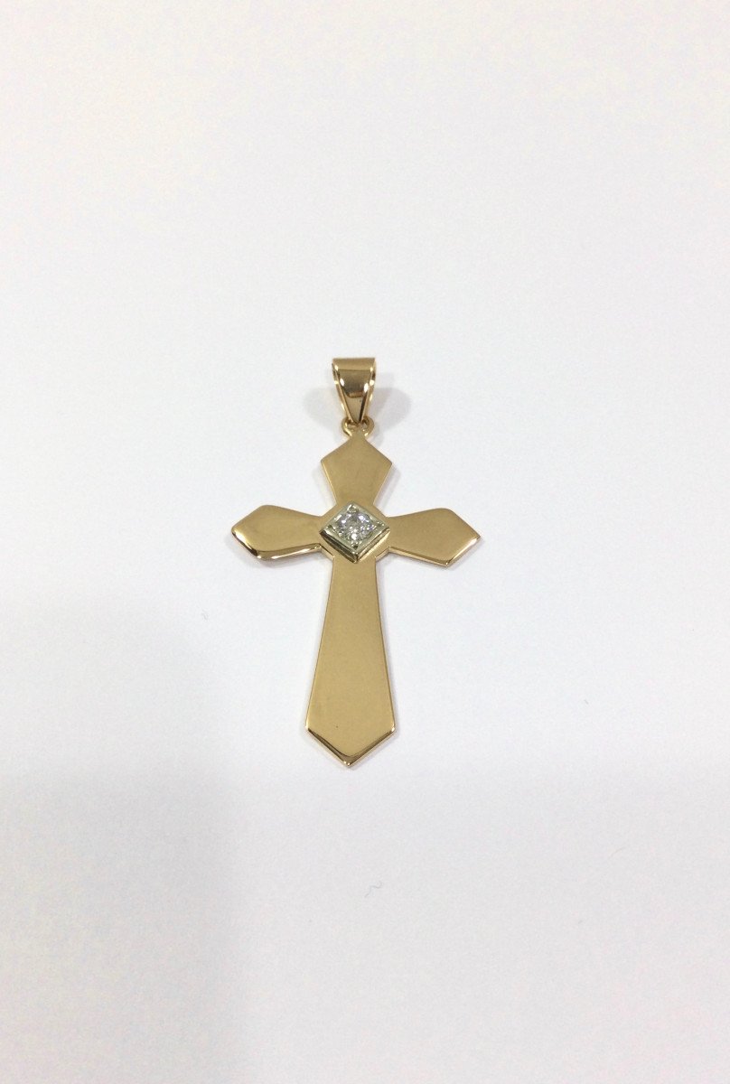 Rose Gold And Diamond Cross-photo-2