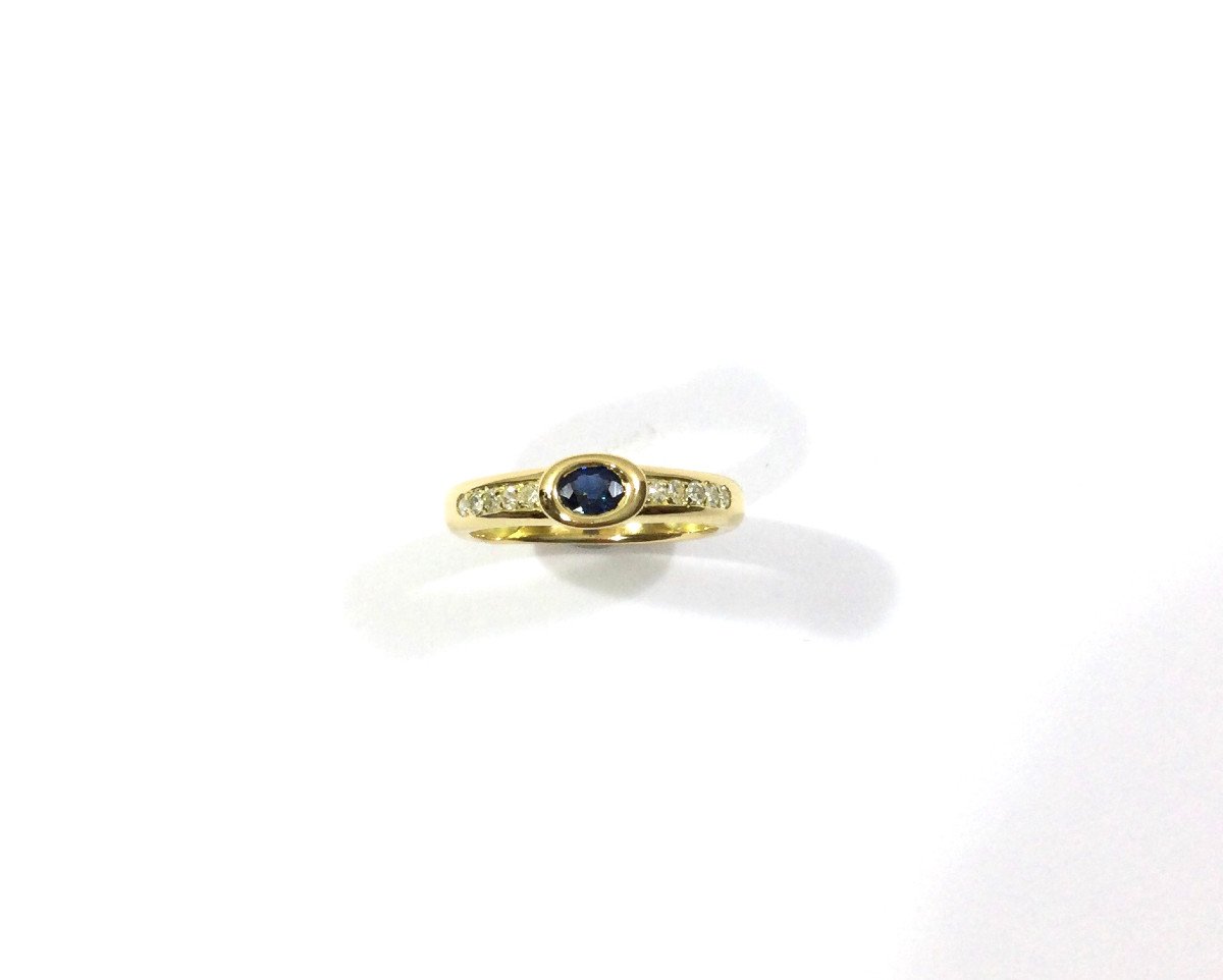 Diamond And Sapphire Gold Ring-photo-2