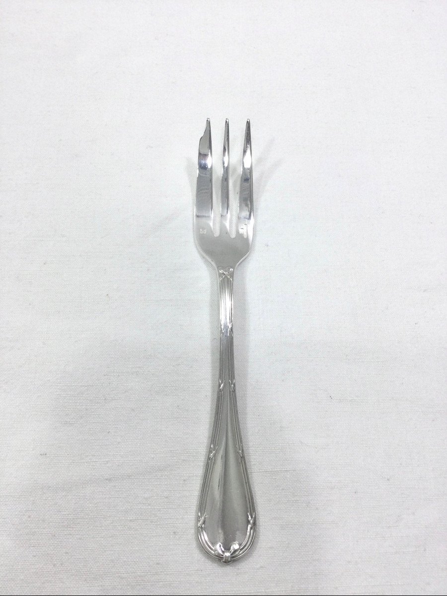 Christofle - 12 Crossed Ribbon Cake Forks-photo-3