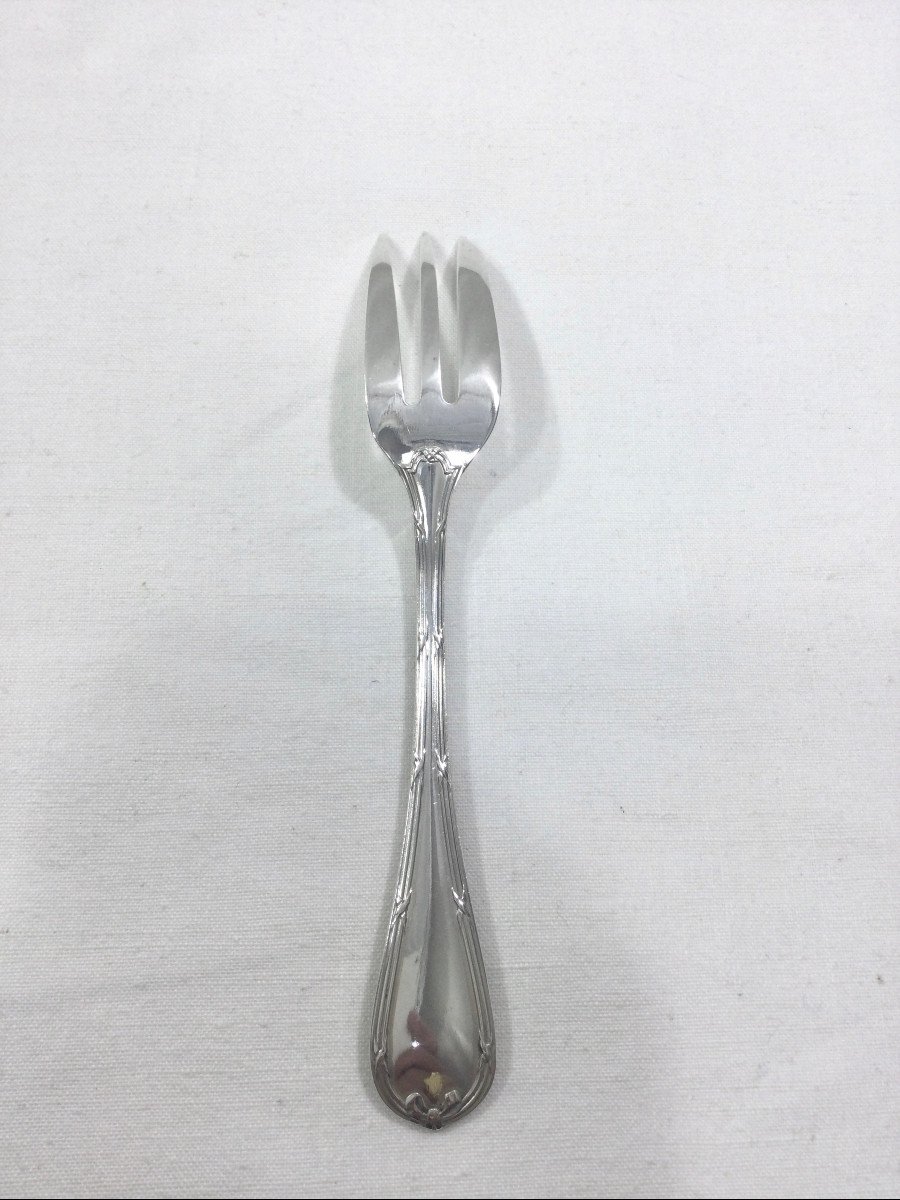 Christofle - 12 Crossed Ribbon Cake Forks-photo-4