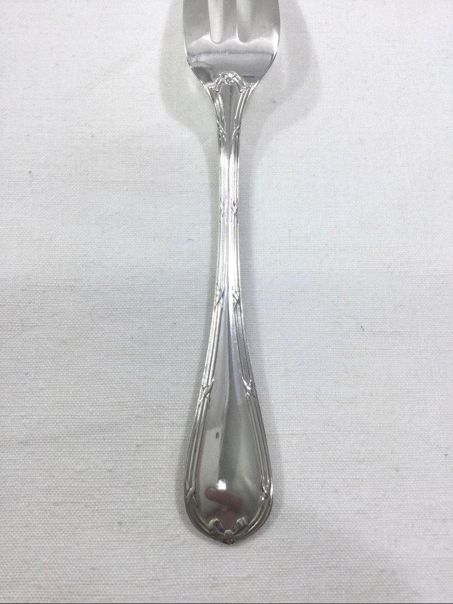Christofle - 12 Crossed Ribbon Cake Forks-photo-6