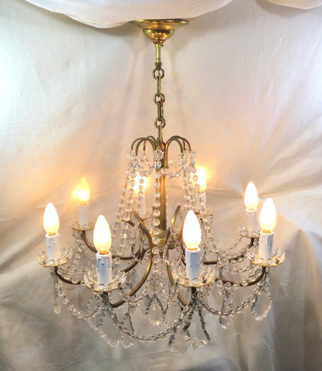 Chandelier With 8 Lights In Bronze And Crystal-photo-6