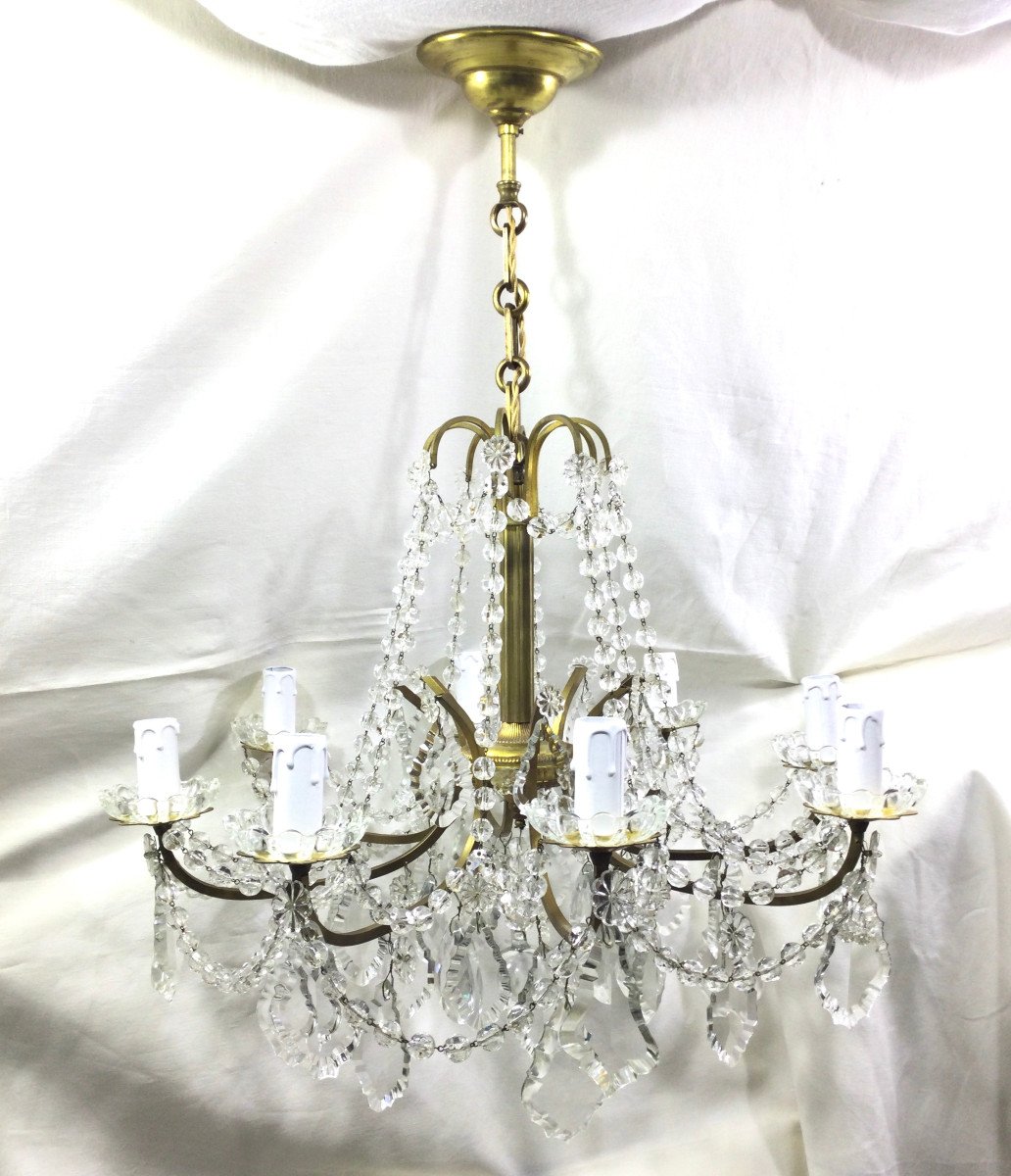 Chandelier With 8 Lights In Bronze And Crystal
