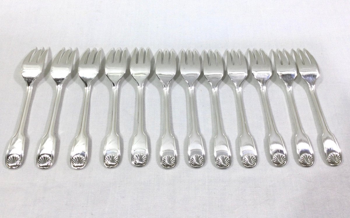 12 Shell Model Cake Forks-photo-4