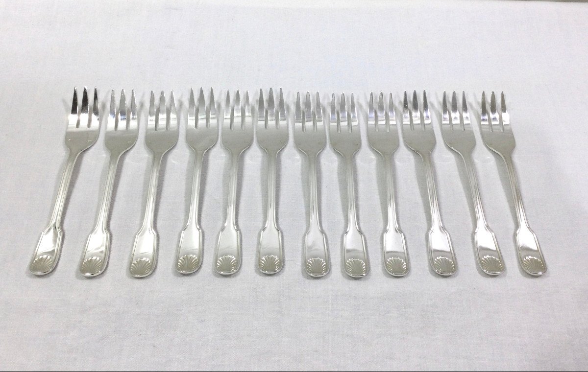 12 Shell Model Cake Forks