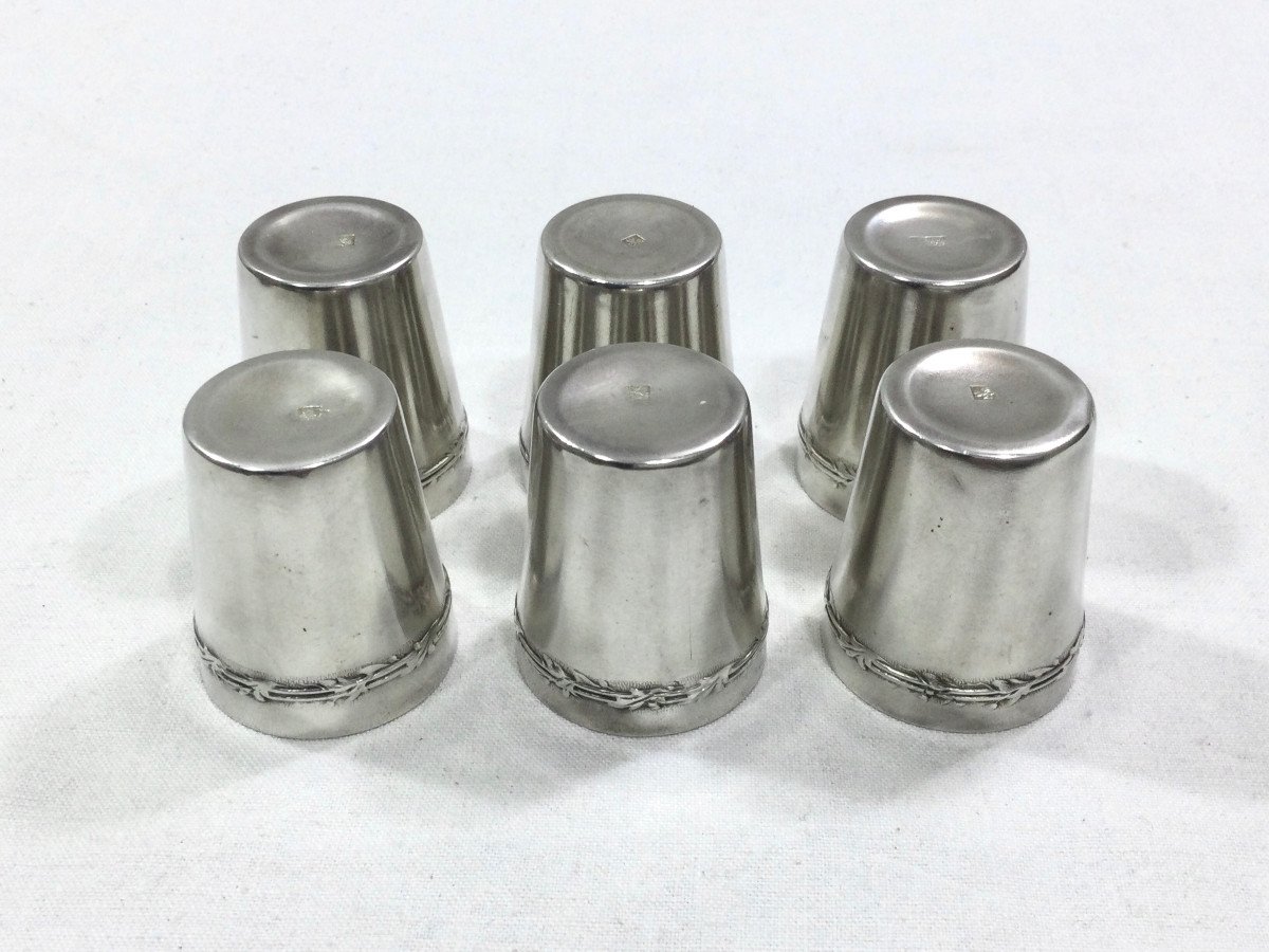 Gobelets à Liqueur En Métal Argenté -photo-2