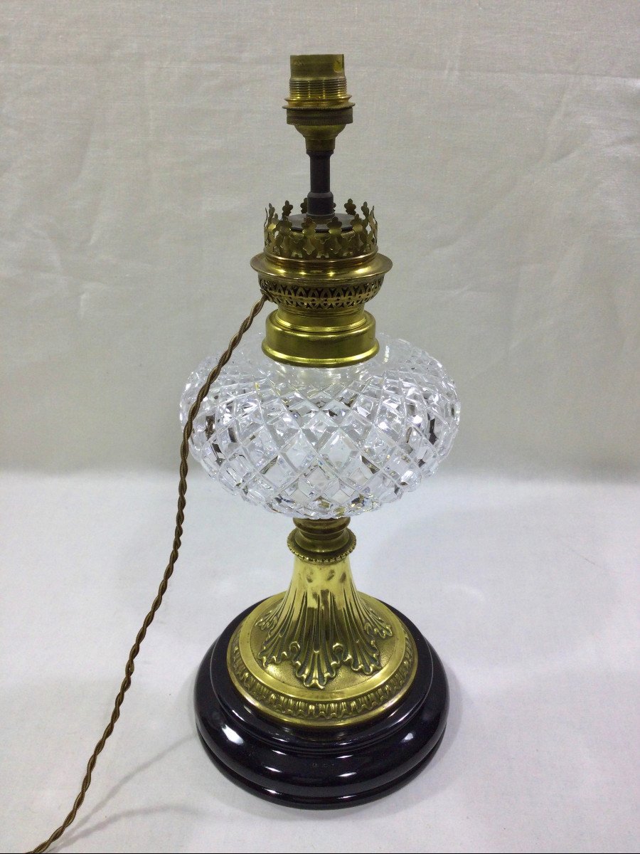 Oil Lamp Bronze And Crystal-photo-3