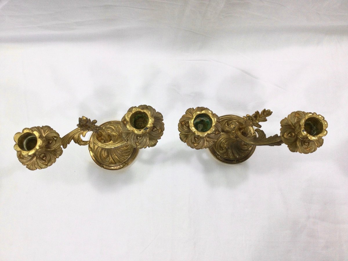 Pair Of Rococo Bronze Candelabra-photo-4