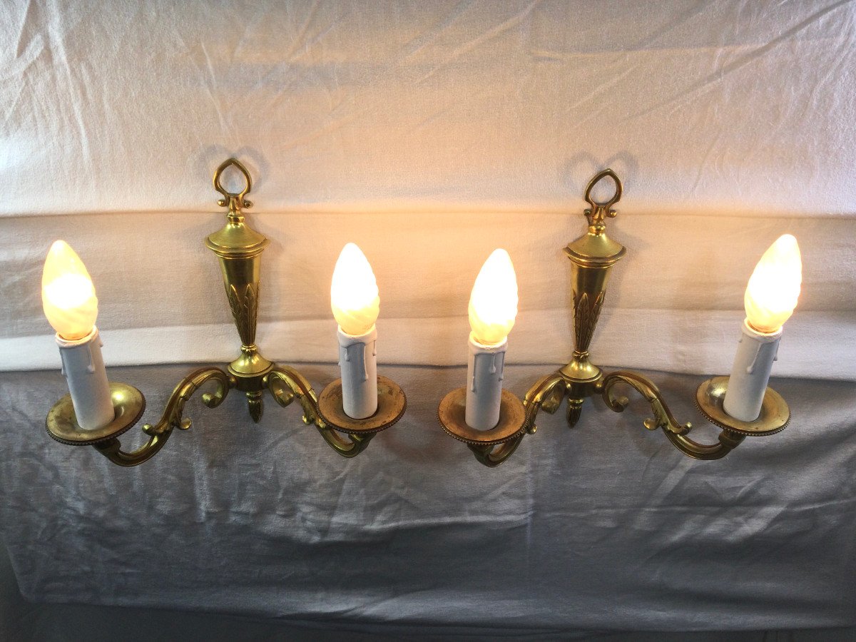 Pair Of Bronze Wall Lights 2 Lights-photo-6