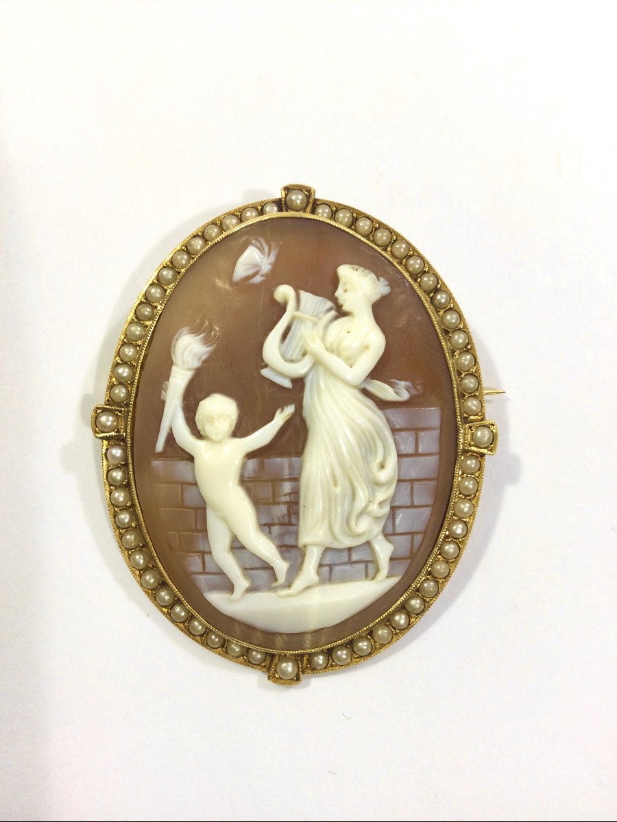 Shell And Pearl Cameo Brooch-photo-4