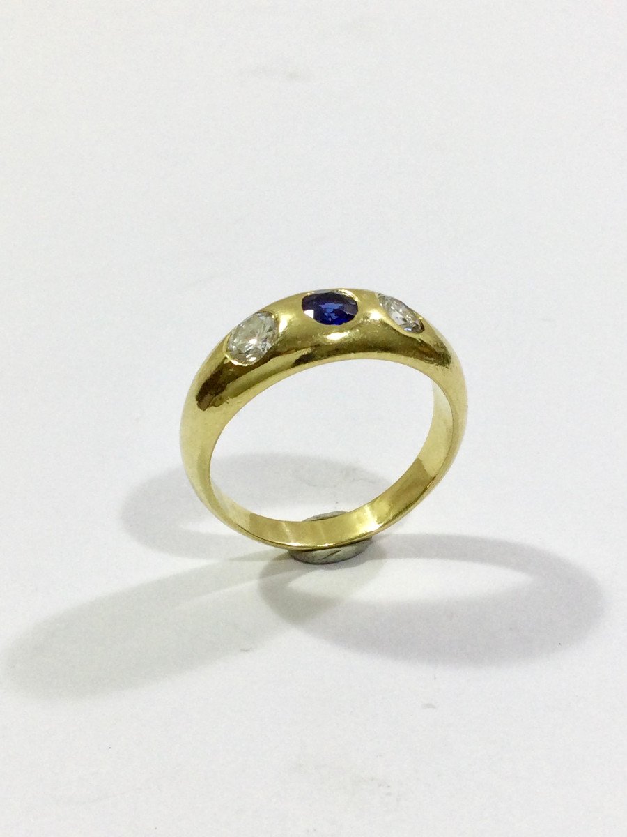 Bague En Or Diamants Et Saphir -photo-2