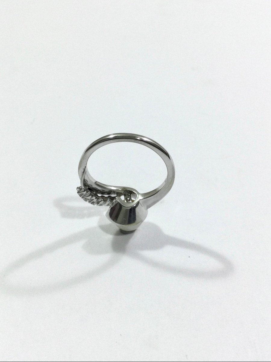 Ring In White Gold Pearl And Diamonds-photo-5