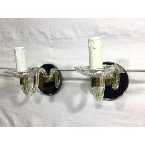 Pair Of Glass And Mirror Sconces