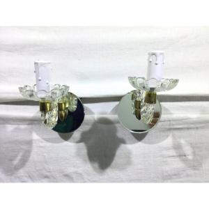 Pair Of Glass And Mirror Sconces