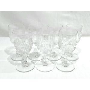 Baccarat – 7 Nancy White Wine Glasses