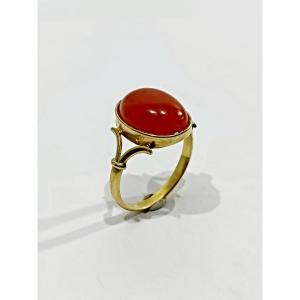 Bague En Or Et Corail rouge 