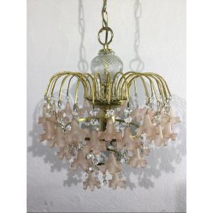 Pink Flowers Tassel Chandelier