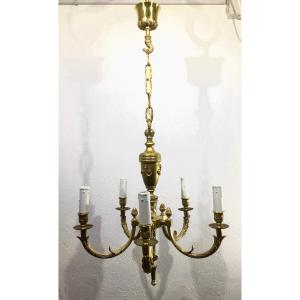  Lustre En Bronze Louis XVI 5 Lumières 