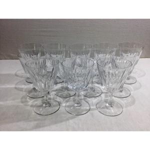 Baccarat – 12 verres à vin blanc En Cristal De Baccarat Modèle Casino