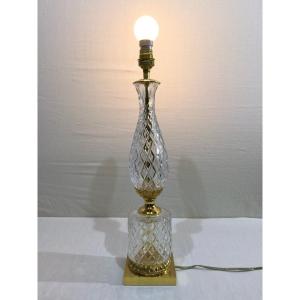 Crystal And Bronze Lamp Base With Square Foot