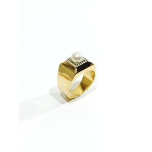 Art Deco Gold And Pearl Ring      