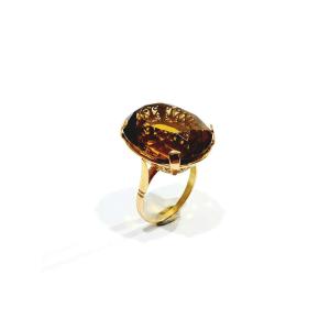 Bague Or Sertie d'Une Citrine