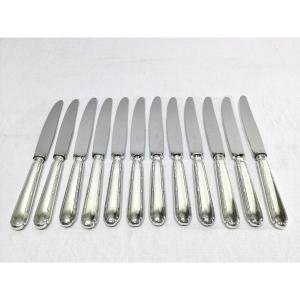 Ercuis – 12 Silver Metal Ribbon Knives
