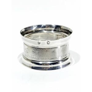 Rond de serviette en argent massif à motif rayé