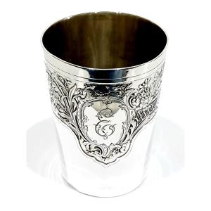 Grande timbale droite en argent massif style Louis XV