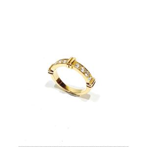 Bague alliance or champagne et diamants