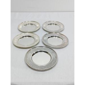 5 Silver-plated Bottle Coasters