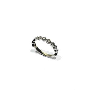 Half-round White Gold Diamond Wedding Ring