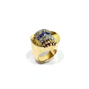 1930 Gold Diamond And Sapphire Ring