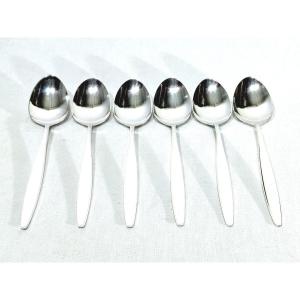 Georg Jensen - Cypress Model - Set Of 6 Silver Table Spoons