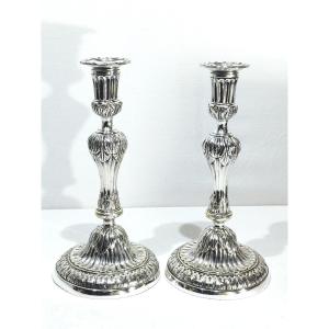 Pair Of Silver-plated Bronze Torches