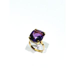 Bague en or rose 18 carats Améthyste “coussin”