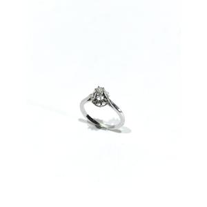 BAGUE SOLITAIRE EN OR BLANC ET DIAMANT