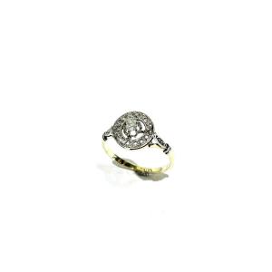 Bague cible en or jaune et diamants