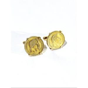 Paire de boutons de manchette Louis d’or