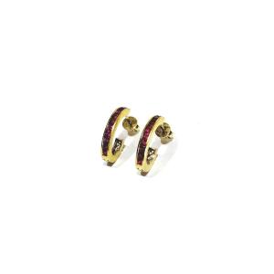 Paire de boucle d’oreille or et rubis