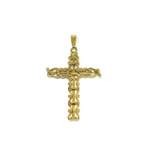 Pendentif croix en or jaune ajouré