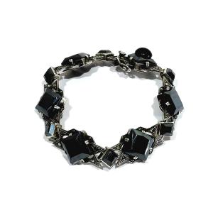 Silver, Onyx, And Marcassite Bracelet 