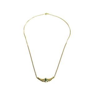 Necklace In Rose Gold, Yellow Gold, Emerald, And Diamonds