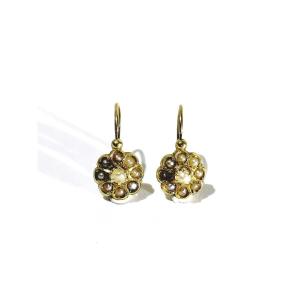 Paire de boucle d’oreille dormeuse or et perles