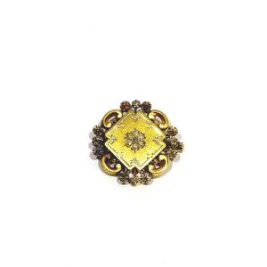 Broche Or Rose, Perles Et Diamants 
