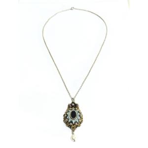 Collier En Argent, Vermeil, Émail, Grenat Et Perle