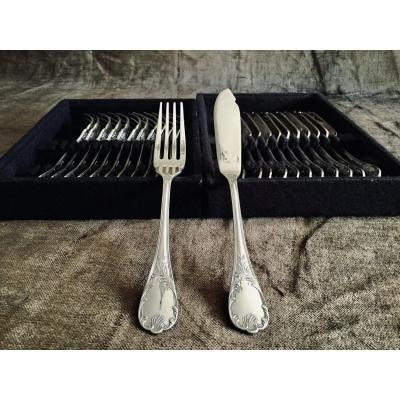 12 Christofle Marly Fish Cutlery