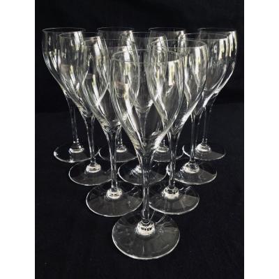 10 White Wine Glasses In Baccarat Crystal Model Saint Rémy